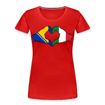 Bosnien Italien Flagge Hände Herzform - Frauen Premium Bio T-Shirt - Rot - Vorne - Mia (176cm)