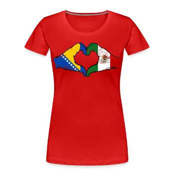 Bosnien Mexiko Flagge Hände Herzform used - Frauen Premium Bio T-Shirt - Rot - Vorne - Mia (176cm)
