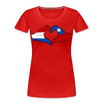 Holland Taiwan Flagge Hände Herzform used - Frauen Premium Bio T-Shirt - Rot - Vorne - Mia (176cm)