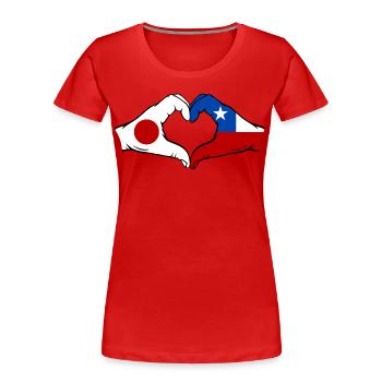 Japan Chile Flagge Hände Herzform - Frauen Premium Bio T-Shirt - Rot - Vorne - Mia (176cm)
