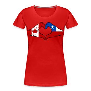 Kanada Chile Flagge Hände Herzform used - Frauen Premium Bio T-Shirt - Rot - Vorne - Mia (176cm)
