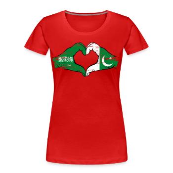 Saudi Arabia Pakiastan Flag Hands Heart Shape Used - Women's Premium Organic T-Shirt - red - Front - Mia (176cm)