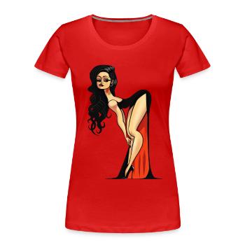 Vampire Pin-up (no bg) - Frauen Premium Bio T-Shirt - Rot - Vorne - Mia (176cm)