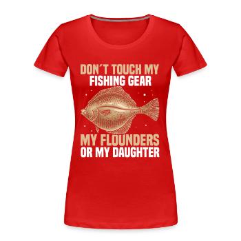 Fishing or angling flounder - Women's Premium Organic T-Shirt - red - Front - Mia (176cm)