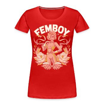 Femboy Pride Design – LGBTQIA+ Queer Androgyne - T-shirt bio Premium Femme - rouge - Devant - Mia (176cm)