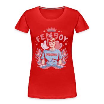 Femboy Pride Design –Genre Ladyboy Genderfluid - T-shirt bio Premium Femme - rouge - Devant - Mia (176cm)