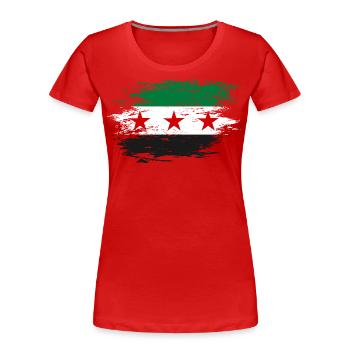 Drapeau syrien utilisé - T-shirt bio Premium Femme - rouge - Devant - Mia (176cm)