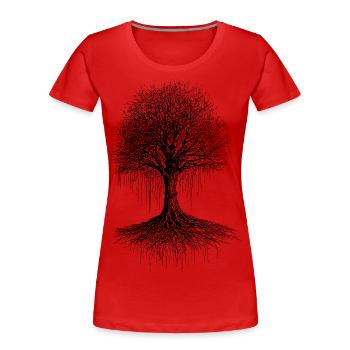 Echo der Wurzeln - Frauen Premium Bio T-Shirt - Rot - Vorne - Mia (176cm)