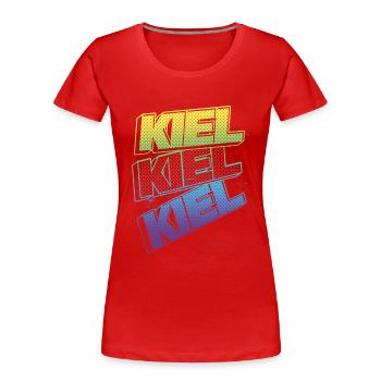 Kiel Germany City Font Skyline Home - Women's Premium Organic T-Shirt - red - Front - Mia (176cm)