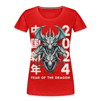 Dragons chinois - T-shirt bio Premium Femme - rouge - Devant - Mia (176cm)