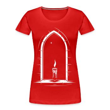 Imbolc Kerze im Fenster - Frauen Premium Bio T-Shirt - Rot - Vorne - Mia (176cm)