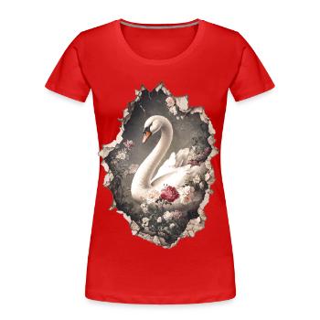 Schwan Vintage - Frauen Premium Bio T-Shirt - Rot - Vorne - Mia (176cm)