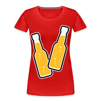 2 Flaschen Stoßen An (Limonade Softdrink / POS 3C) - Frauen Premium Bio T-Shirt - Rot - Vorne - Mia (176cm)