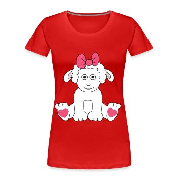 Schaf Zeichnung Herzen Ostern Kinder Baby Lamm - Frauen Premium Bio T-Shirt - Rot - Vorne - Mia (176cm)