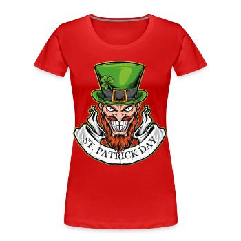 Sourire le jour de la Saint-Patrick - T-shirt bio Premium Femme - rouge - Devant - Mia (176cm)