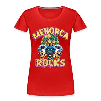 Menorca Sommer Sonne Strand Palmen Party Retro - Frauen Premium Bio T-Shirt - Rot - Vorne - Mia (176cm)
