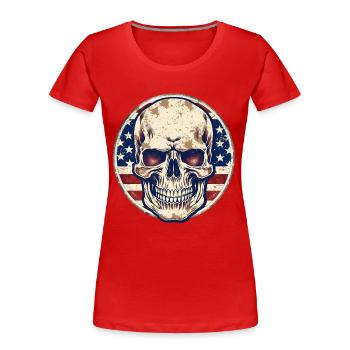Crâne vintage de drapeau américain - T-shirt bio Premium Femme - rouge - Devant - Mia (176cm)
