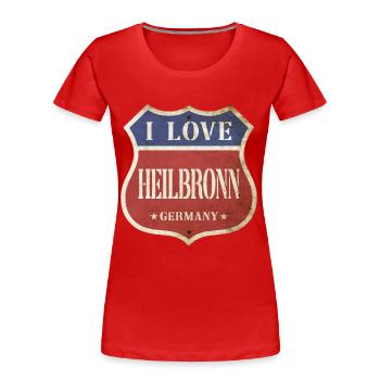 Heilbronn Deutschland Stadt I Love Vintage Retro - Frauen Premium Bio T-Shirt - Rot - Vorne - Mia (176cm)