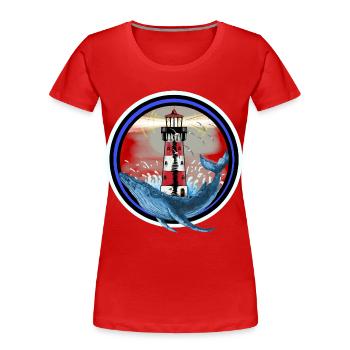 Mammifères marins Poissons Baleine Phare Mer Côte Ahoy - T-shirt bio Premium Femme - rouge - Devant - Mia (176cm)