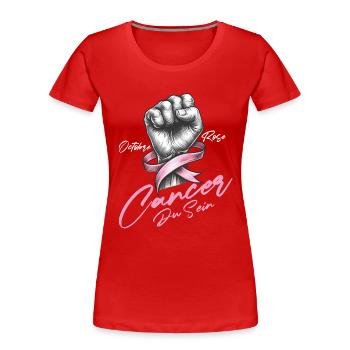 Brustkrebs Awareness Faust & Pinke Schleife Design - Frauen Premium Bio T-Shirt - Rot - Vorne - Mia (176cm)