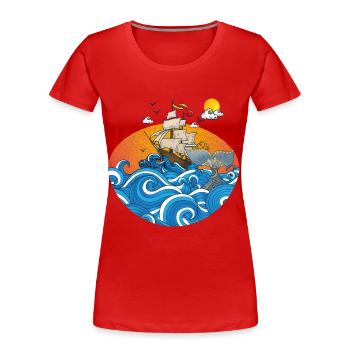 plage - T-shirt bio Premium Femme - rouge - Devant - Mia (176cm)