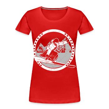 Idée cadeau ski hiver - T-shirt bio Premium Femme - rouge - Devant - Mia (176cm)
