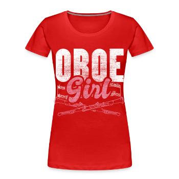 Idée cadeau orchestre de hautbois - T-shirt bio Premium Femme - rouge - Devant - Mia (176cm)