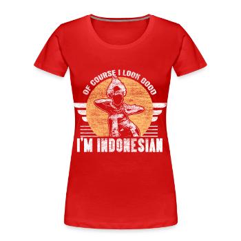 Indonesien Borneo Geburtsort - Frauen Premium Bio T-Shirt - Rot - Vorne - Mia (176cm)