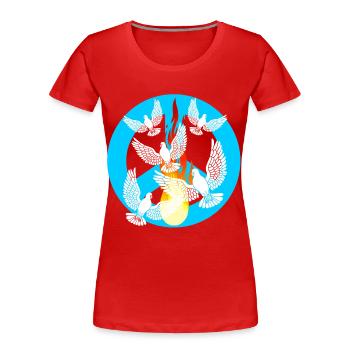Peace Friedenstauben Weltfrieden Friedensbewegung - Frauen Premium Bio T-Shirt - Rot - Vorne - Mia (176cm)