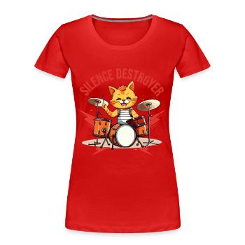 Drums Drums Silence Destroyer Cat Funny - T-shirt bio Premium Femme - rouge - Devant - Mia (176cm)