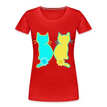 Hauskatze Katzen Katze Haustiere Ukraine - Frauen Premium Bio T-Shirt - Rot - Vorne - Mia (176cm)