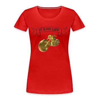 C’est ma vie en noir - T-shirt bio Premium Femme - rouge - Devant - Mia (176cm)