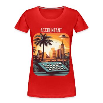 Comptable Vintage Sunset Comptabilité Graduation - T-shirt bio Premium Femme - rouge - Devant - Mia (176cm)