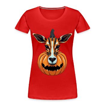 Okapi Kürbis Faules Halloween-Partykostüm für - Frauen Premium Bio T-Shirt - Rot - Vorne - Mia (176cm)