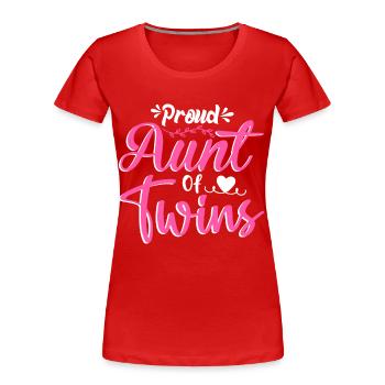 Proud Aunt of Twins Baby Pregnancy Announcement - Frauen Premium Bio T-Shirt - Rot - Vorne - Mia (176cm)