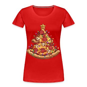 Pizza Christmas Tree Pepperoni Food Gifts for Kids - Frauen Premium Bio T-Shirt - Rot - Vorne - Mia (176cm)