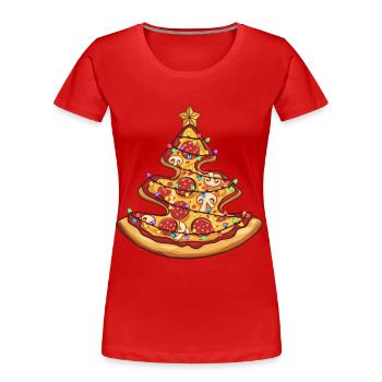 Pizza Christmas Tree Pepperoni Food Gifts for Men - Frauen Premium Bio T-Shirt - Rot - Vorne - Mia (176cm)