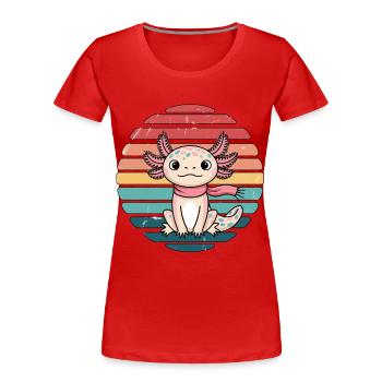 Rétro Axolotl Vintage Sunset Axolotl Cadeaux Enfants - T-shirt bio Premium Femme - rouge - Devant - Mia (176cm)
