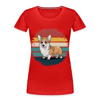 Retro Corgi Vintage Dog Lover Gifts for Men Women - Women's Premium Organic T-Shirt - red - Front - Mia (176cm)