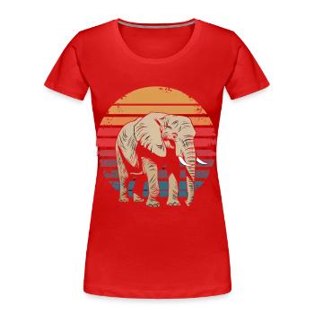 Retro Vintage Elephant Wildlife Nature Elephant - Women's Premium Organic T-Shirt - red - Front - Mia (176cm)