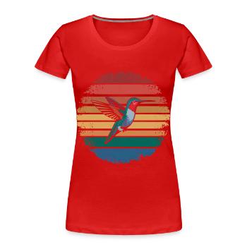 Retro Vintage Hummingbird Lover Nature Gifts - Women's Premium Organic T-Shirt - red - Front - Mia (176cm)