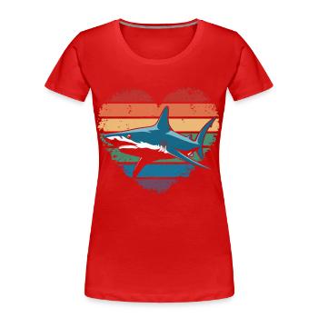 Retro Vintage Hammerhead Shark Ocean Divers Gifts - Women's Premium Organic T-Shirt - red - Front - Mia (176cm)