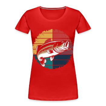 Retro Bass Fish Largemouth Bass Fishing Fisherman - Frauen Premium Bio T-Shirt - Rot - Vorne - Mia (176cm)