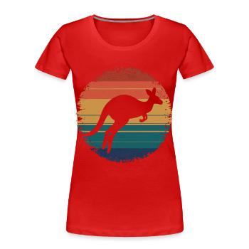 Retro Vintage Kangaroo Animal Lover Wildlife - Women's Premium Organic T-Shirt - red - Front - Mia (176cm)