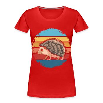 Retro Vintage Hedgehog Animal Lover Nature Gifts - Women's Premium Organic T-Shirt - red - Front - Mia (176cm)