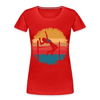 Retro Vintage High Jump Athlete Sports Lover Gifts - Women's Premium Organic T-Shirt - red - Front - Mia (176cm)