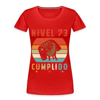 Niveau 73 complete - T-shirt bio Premium Femme - rouge - Devant - Mia (176cm)