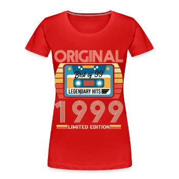 Cadeau D'anniversaire Vintage 1999 Original - T-shirt bio Premium Femme - rouge - Devant - Mia (176cm)