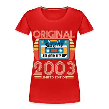 Vintage Birthday Gift 2003 Original - Women's Premium Organic T-Shirt - red - Front - Mia (176cm)