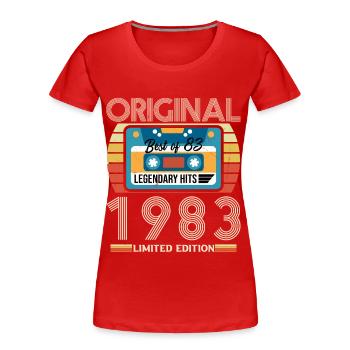 Vintage Birthday Gift 1983 Limited Edition - Women's Premium Organic T-Shirt - red - Front - Mia (176cm)